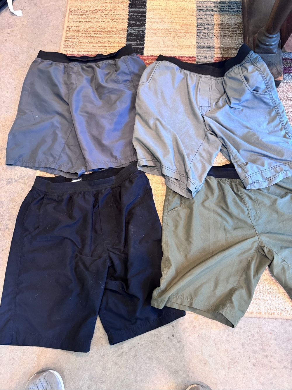 Prana Men's Athletic Shorts Pack - Gray, Light Gray, Black, Olive